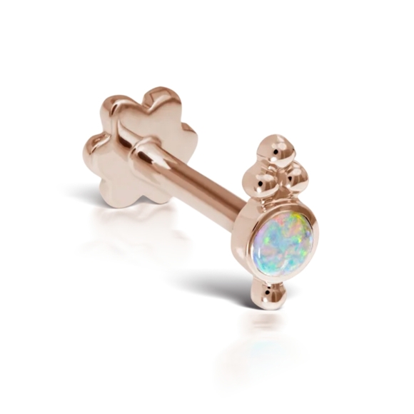 ❌SOLD ON EBAY❌Maria Tash Opal Four Ball Trinity Threaded Stud Earring Rose Gold - Picture 1 of 9